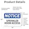 Signmission Sprinkler Room Access, 14 in W x Rectangle, Vinyl Decal OS-2PACK-NS-D-1014-L-18405 - alternate 2
